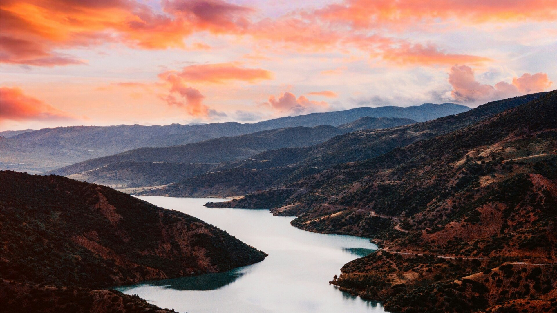 Mountain landscape at sunset